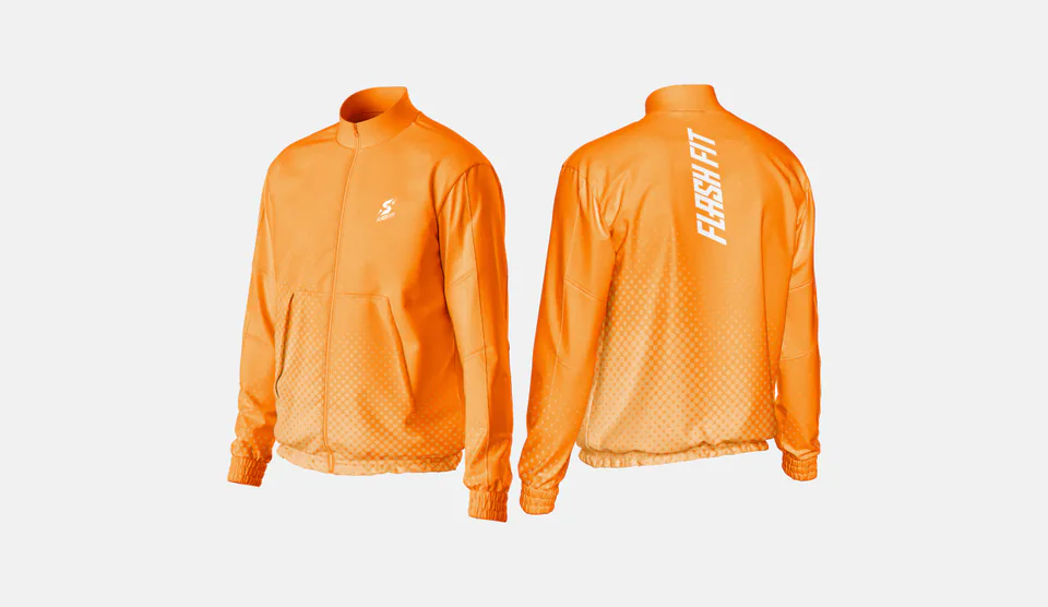 Flash Fit orange training jacket shown front and back