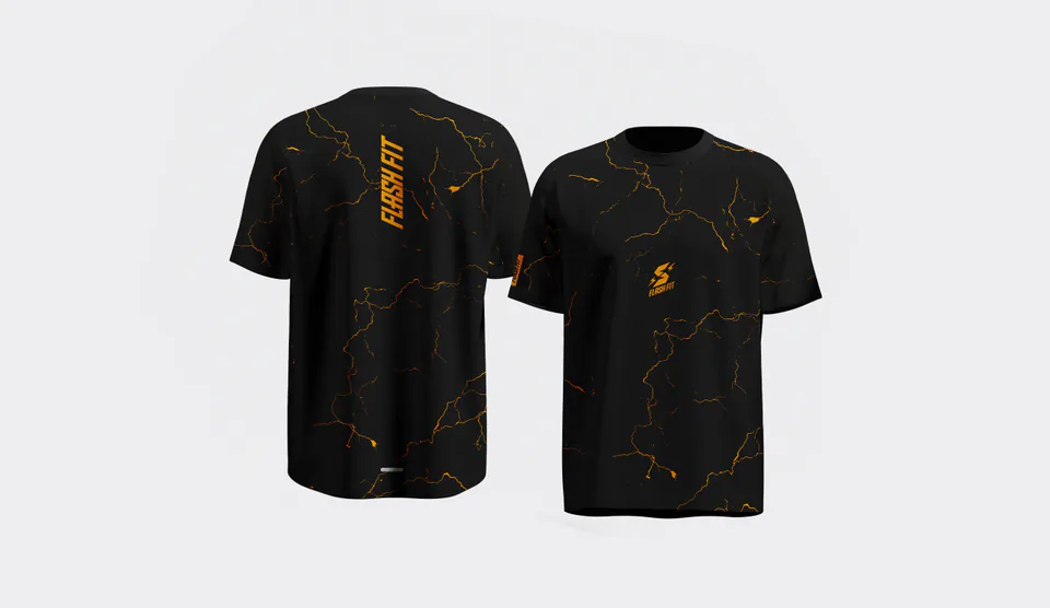 Flash Fit branded black and orange training T-shirt