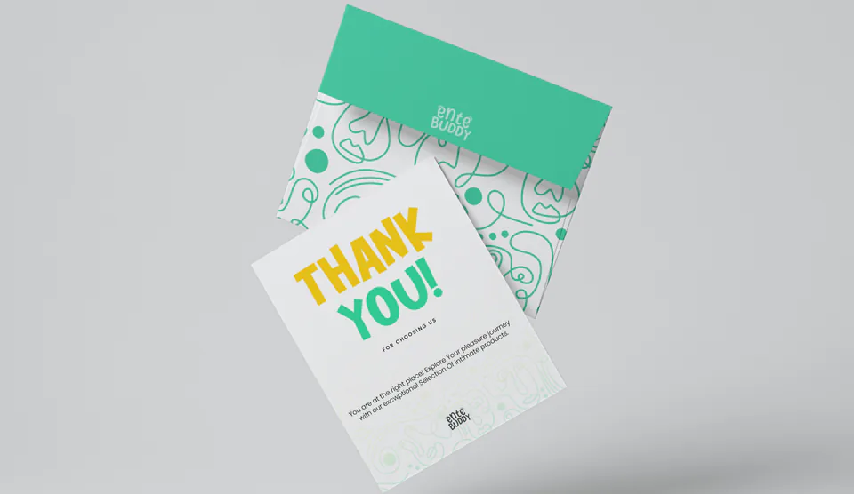 Ente Buddy thank-you card and branded envelope